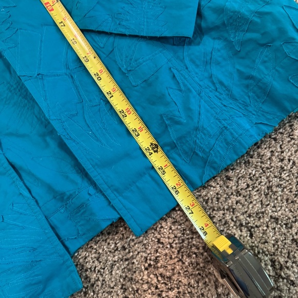 Chico's Teal Embroidered and Textured Jacket NWT in size 3 or XL - Picture 8 of 13